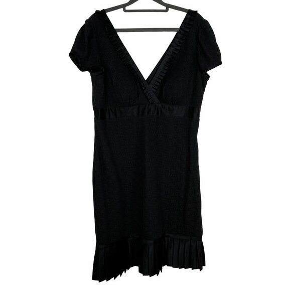 Phoebe Couture Navy Empire Waist Surplice Neckline Pleated Bottom Dress Size 12‎ - Picture 1 of 14